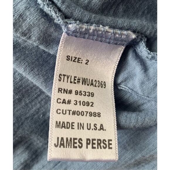 JAMES PERSE STANDARD blue COTTON long sleeve Open Wrap Cardigan T Shirt Top sz 2 - Picture 5 of 6